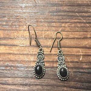 Elegant Black onyx and 925 sterling silver  Dangle Earrings